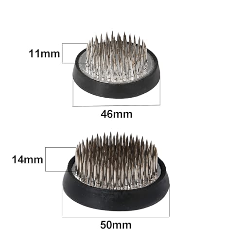 ponezg Set of 2 Flower Hedgehogs, Stainless Steel, Round, 46 mm + 50 mm, Flower Hedgehog, Flower Frog - Image 2