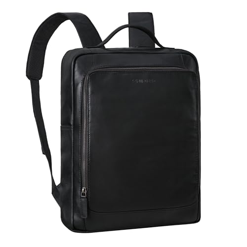 Sac à dos cuir hommes et femmes pour ordinateur portable 15,6 pouces noir