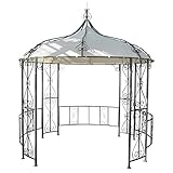 Mendler Pérgola Almeria Cenador redondo para jardín, estructura estable de acero, diámetro de 3 m, color crema