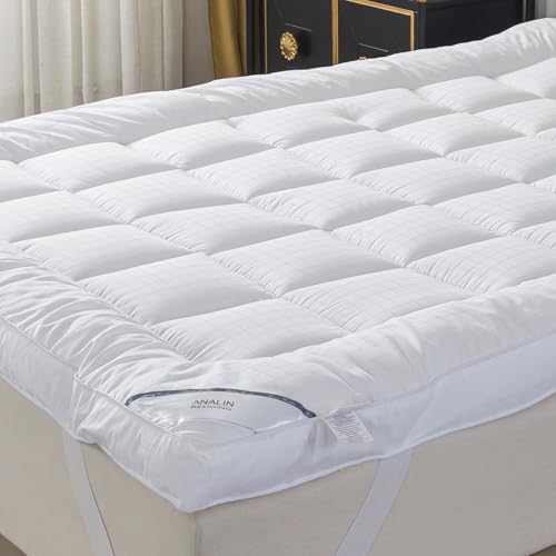 Extra Thick Mattress Topper Queen Bed Size.Breathable Cooling Mattress Pad Cover.100% Cotton Pillow Top Quilted Mattress Protect Bed Mattress Topper.1400GSM Soft Down Alternative Fill (60 * 80'') by ANALIN - Used condition - US$44.95