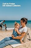 Menz Strandstuhl 2er Set – Strandmatte mit Rückenlehne, Bodenstuhl tragbar, Strandliege klappbar leicht, Strandmatte faltbar mit Tasche, für Camping Picknick, Beige