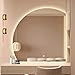 Produktbild CHUJUA Wandmontierter Badezimmerspiegel mit Touch-Schalter, Halbrunder dekorativer Spiegel mit LED-Beleuchtung, speziell geformter Halbrunder beleuchteter Kosmetikspiege 80 * 80cm