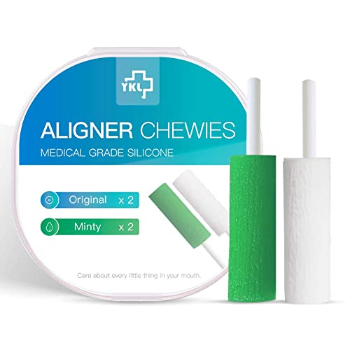 Aligner Chewies mit langem Stick 4 Packungen Teeth Chewies (2 Stk. Grün + 2 Stk. Weiß)