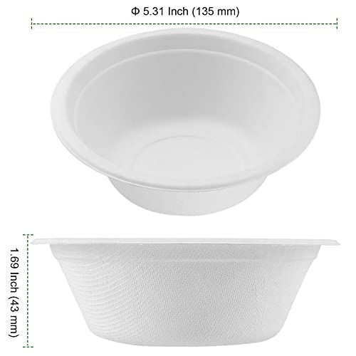 PINGEUI 200 Pack 12 OZ (350 ml) Eco-Friendly Sugarcane Bowls, Round Extra Strength Bowls for Parties BBQ, Picnic - Image 2