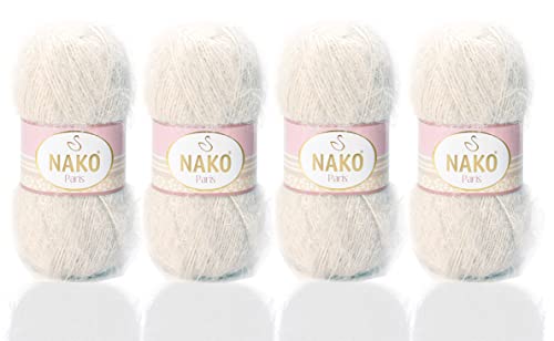 Image of NAKO Paris, Knitting Yarn, Crochet Yarn, Acrylic Shawl Winter Hat Scarf Yarn - 4 Skein(Ball) 40% Premium Acrylic - 60% Polyamide Each Skein/Ball 100 gr 268 yds (Mushrooms 6383)