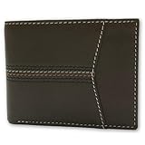 RIVET & BURR Genuine Leather Men’s Bifold Wallet for Men – RFID Blocking, Multi-Color Contrast Stitch – Gift Box, Keychain & Vanity Tray (Brown)
