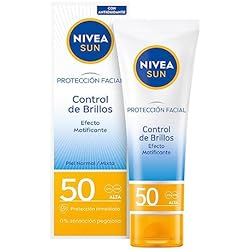 Protección De Cabeza Y Rostro NIVEA SUN Protección solar alta UV Control de Brillos FP50 (50 ml), crema facial, matificante con 0% sensación pegajosa
