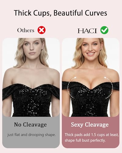 Image of HACI Push up Strapless Bra Thick Padded Demi Underwire Add a Cup Convertible Straps Tshirts Multiway