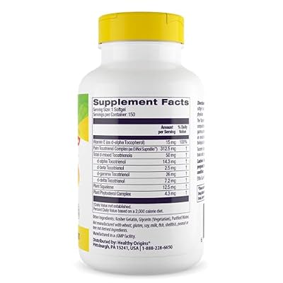 Healthy Origins Tocomin SupraBio 50 mg, 150 Softgels - Full Spectrum Palm Tocotrienol Complex - Supports Cardiovascular Health, Brain Function & Skin Cellular Support - Non-GMO, Gluten-Free & Soy-Free
