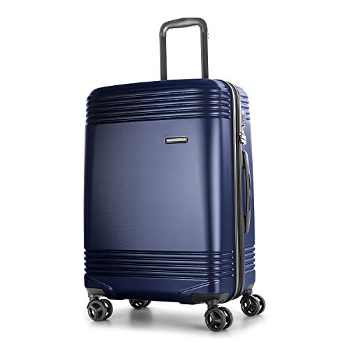 bugatti Nashville Collection 24 Inch Hard Shell Luggage for Airplanes, Mid Size Hardside Expandable Suitcase with 360-Degree Spinner Wheels, Retractable Handle, Navy
