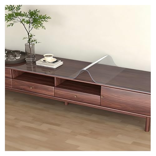 SHAARI Clear TV Cabinet Tablecloth, PVC Strip-Style Table Top Protector, Cuttable Suitable for Chests of Drawers, Sideboards (2.0mm,35x70cm)