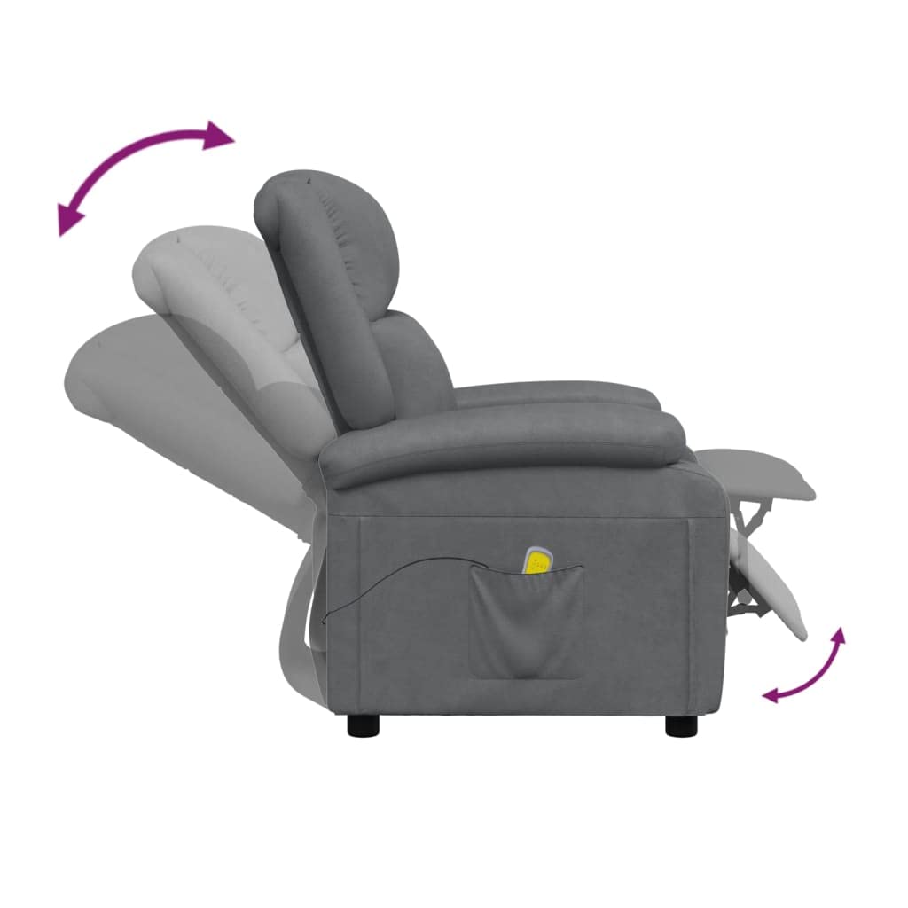 vidaXL Massagesessel, Sessel Verstellbare Rückenlehne Fußteil, Fernsehsessel Relaxsessel mit Liegefunktion, Liegesessel Polstersessel Ruhesessel, Anthrazit Kunstleder