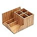 MobileVision Bamboo Multi-Function Desktop Organizer; Store stationary items like notepads, file folders, paperclips, business cards, pens, & more