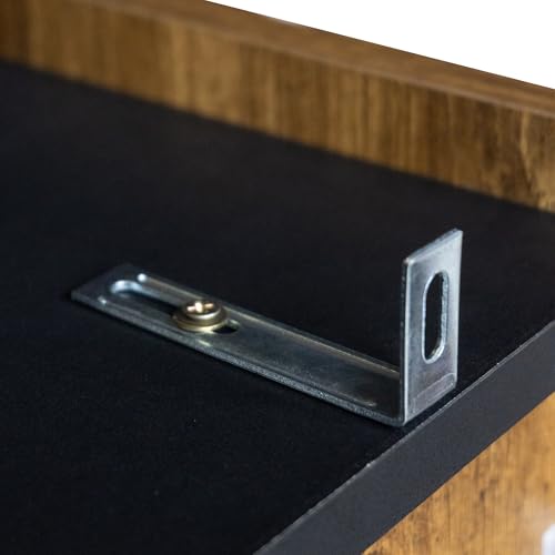 Table basse noire et bois 90 cm moderne avec deux portes et compartiments - 7
