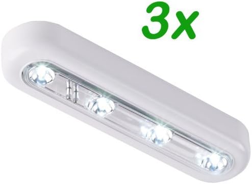 Danibos DIY Stick-on 4-LED Touch Tap Light Push Light, LED Night Light for Closets, Attics, Garages, Car, Sheds, Storage Room (3, Random Color,White or Silver)