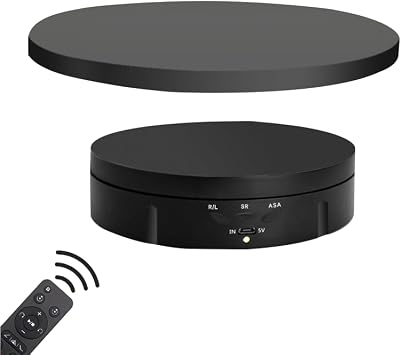 fotoconic 5.9in-8.66in Rotating Display Turntable with Remote Control Speed and Direction for Photography Crafts Jewelry Toy Collectible Display Black