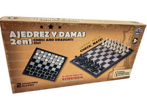 Échecs et Dames magnétiques 31x31 cm pliables pour toute la famille