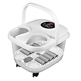 OAKVYNE Elektrisches Fußsprudelbad, Fussbad fussbadewanne, fußbad massagegerät Wasser elektrisch，mit Massagefunktion mit Heizung, Blasenfunktion, Vibration, Rotlicht und Fußbad, für Zuhause(White-B)