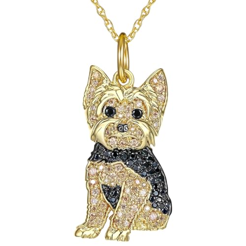 Feizikaw Collar con Colgante Lindo collar con colgante de aleación forma de perro, joyería dije para mujeres y niñas (Gold, 3x2cm)