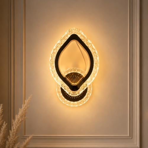 Image of Luxury Crystal LED Wall Light, 3 Colour Change LED (Warm White /Natural White /Cool White), Modern Decorative Wall Lamp with Crystal Accent for Living Room, Bedroom, Hallway & Home Decor