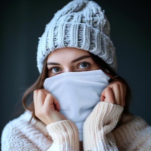 Winter Neck Warmer Gaiter Fleece Windproof Face Mask Cover Cold Weather Scarf for Men & Women Neck Gaiter Mask (Light Blue)3