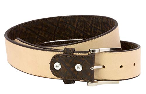 El Presidente Mens Rustic Brown Elephant Print Leather Cowboy Belt Silver Tone Buckle Cinto3