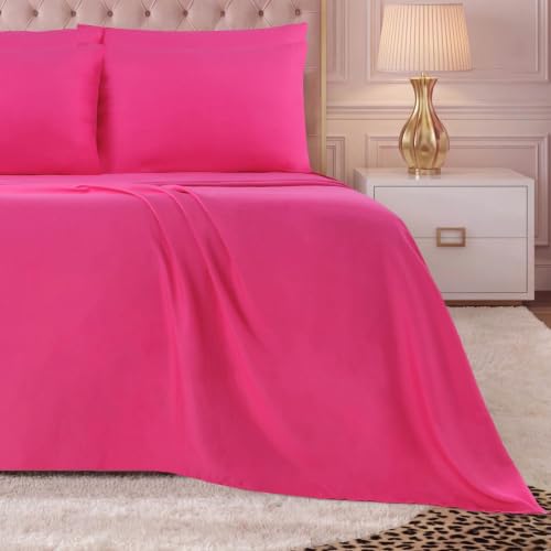 Juicy Couture Solid Microfiber 4-Piece Twin Sheet Set, Hot Pink