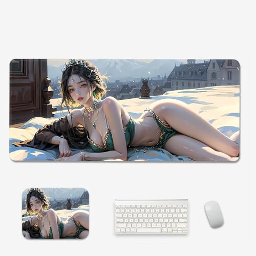 中国スタイル、 XL(80cm x 30cm)、拡張大型マウスマットデスクパッド、ステッチエッジ、滑り止めラバーベース、キーボードパッド(11.8 x 31.5インチ) (1)