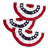 1.5x3 Ft 4th of July Decorations Memorial Day American flags Bunting Flags outdoor- Half Fan Banner Pleated Patriotic flag USA Flags 3-Pack