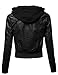 Plus4u Women's Faux Leather Bomber Military Style Hooded Jacket Plus Size