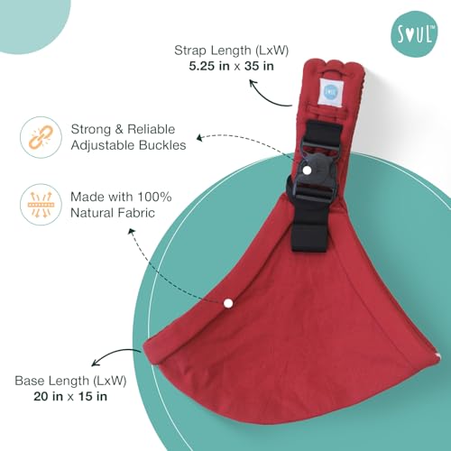 Image of Soulslings Imbu Buckle Hip Sling Baby Carrier -100% Cotton - Ruby | Baby Toddler Carrier | Baby Sling Carrier | Lightweight Sling Baby Carrier for Babies & Toddlers | Adjustable for 6 - 30 Months (Upto 20kg) |