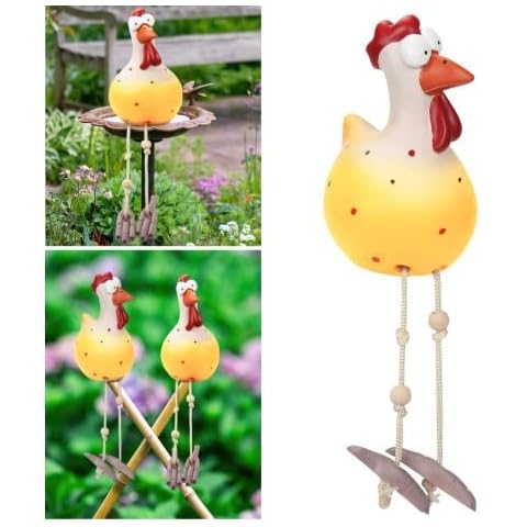 Finetoknow Gartendeko Huhn Statue Zaunhocker Ornament Deko Hühner für Den Garten Keramik Hühner Deko Interessante Skulptur Dekoration Hofgeschenk Huhn Deko Garten 8 * 27CM Cover