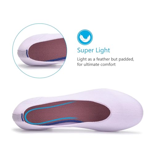 Image of Frank Mully Women's Ballet Flat Shoes Knit Dress Shoes Round Toe Slip On Ballerina Flats for Woman Low Wedge Comfort Soft