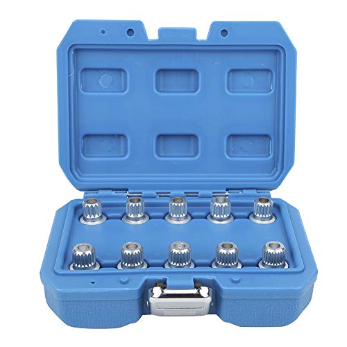 Gorgeri 10Pcs Jeu de clés d'écrou de roue de blocage Installation de dissolvant Kit antivol Mécanique automobile Variété Clés de style hexagonal Écrou de roue de verrouillage à paroi mince Jeu de clés Cover