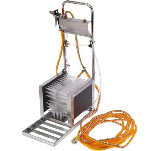 Limpiador de botas, limpiador de calzado de acero inoxidable con cepillo automático y pistola de pulverización de agua para eliminar barro en entornos agrícolas y ganaderos
