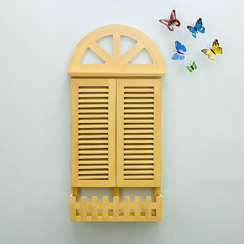 Cadre de fenêtre en bois rustique avec relief tridimensionnel pour habiller un mur vide