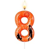 Nuome Basketball Themed Number 8 Birthday Candle - Sports Style Cake Topper for Birthday Decorations Supplies, Basketball Party Favors (Basketball Theme, 8)