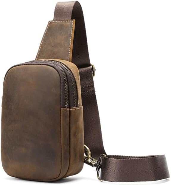 Retro Men's Genuine Leather Casual Business Commuting Chest Bag Crossbody