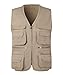 KTWOLEN Homme Gilet de Pêche en Coton Multi-Poches Gilet Sans Manches Veste Légère de Pêche Chasse Camping Gilet de Photographie, Beige, L