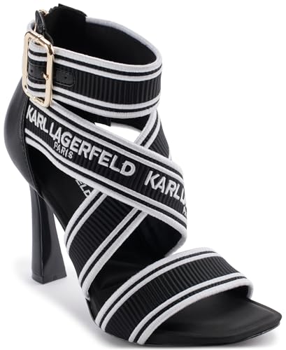 KARL LAGERFELD Women's Careliz Ii Strappy Heeled Stiletto with Logo Sandal