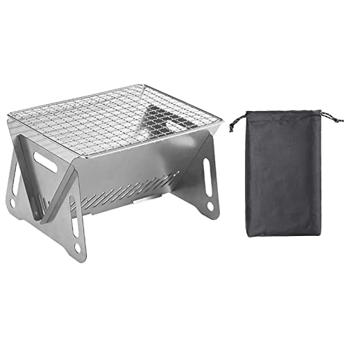 CHAODI Holzkohlegrill, Tragbarer Faltgrill aus Edelstahl mit Transporttasche, BBQ Grill Charcoal Grill Picknickgrill, Tragbarer Klappgrill, für Hausgärten BBQ Outdoor Beach Party, 21*16*12.5cm