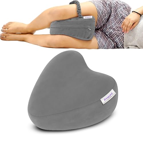 Image of Orthopedic Knee Pillow for Side Sleeping Grey - (2 Year Warranty) Adjustable Strap, Memory Foam Washable Zip Cover, Sciatica Pain, Back & Knee Support, Knock Knee Pillow Support