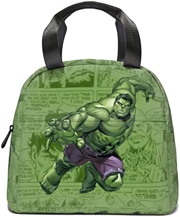 MNBVCX Green Insulated Lunch Bag Comics Lunch Box Portable Lunch Kit for Men Women Travel Picnic Beach