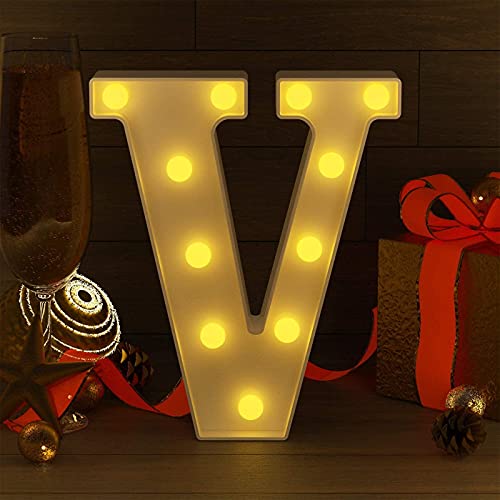 Image of Marquee V Alphabet Shaped LED Light Lamp for Decoration Decore Walls Hanging Birthday Party Wedding (V)