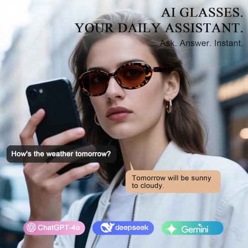 Image of AI Smart Glasses, Fashion Bluetooth Glasses Cat Eye Frame Thin Temples