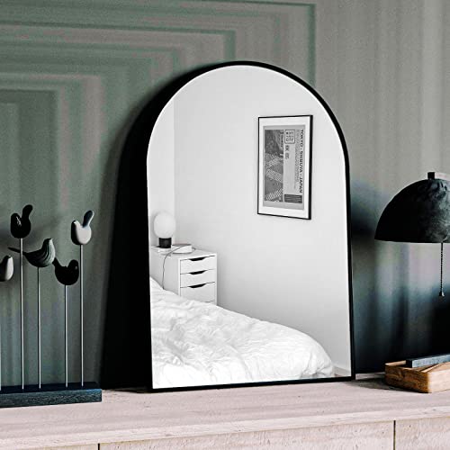 Image of HARRITPURE Wall Mounted Mirror Arch Mirror for Bathroom,Vanity Mirror Aluminum Alloy Metal Frame Home Decor for Bathroom Bedroom Living Room Entryway (Black-2Pcs, 20 inch*30 inch)