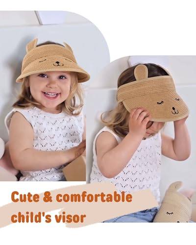 FURTALK Kids Toddler Straw Sun Visor Hat Wide Brim Beach Hat for Girls Boys4