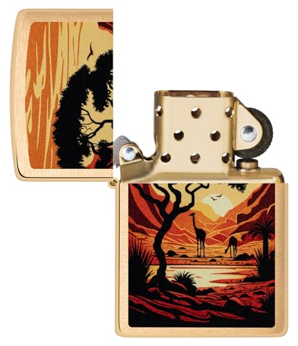 Encendedor Zippo Giraffes in The Wild Brushed Brass miniatura 4