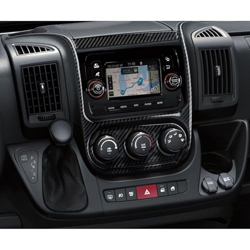 Image of Car Carbon Fiber Navigation Frame Air Conditioner Panel Cover Trim Accessories for Dodge RAM Promaster 1500 2500 3500 2014 2015 2016 2017 2018 2019 2020 2021