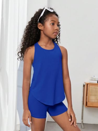 Image of BEAUDRM Girl's 2 Piece Workout Outfits Crop Top and Shorts Athletic Sets